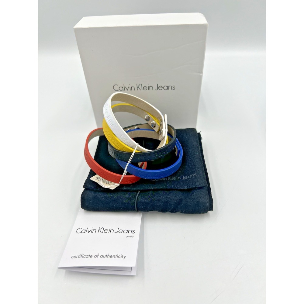 Calvin Klein Jeans 5 Leather Bracelets Different Colors 8 inch NIB - Picture 6 of 7